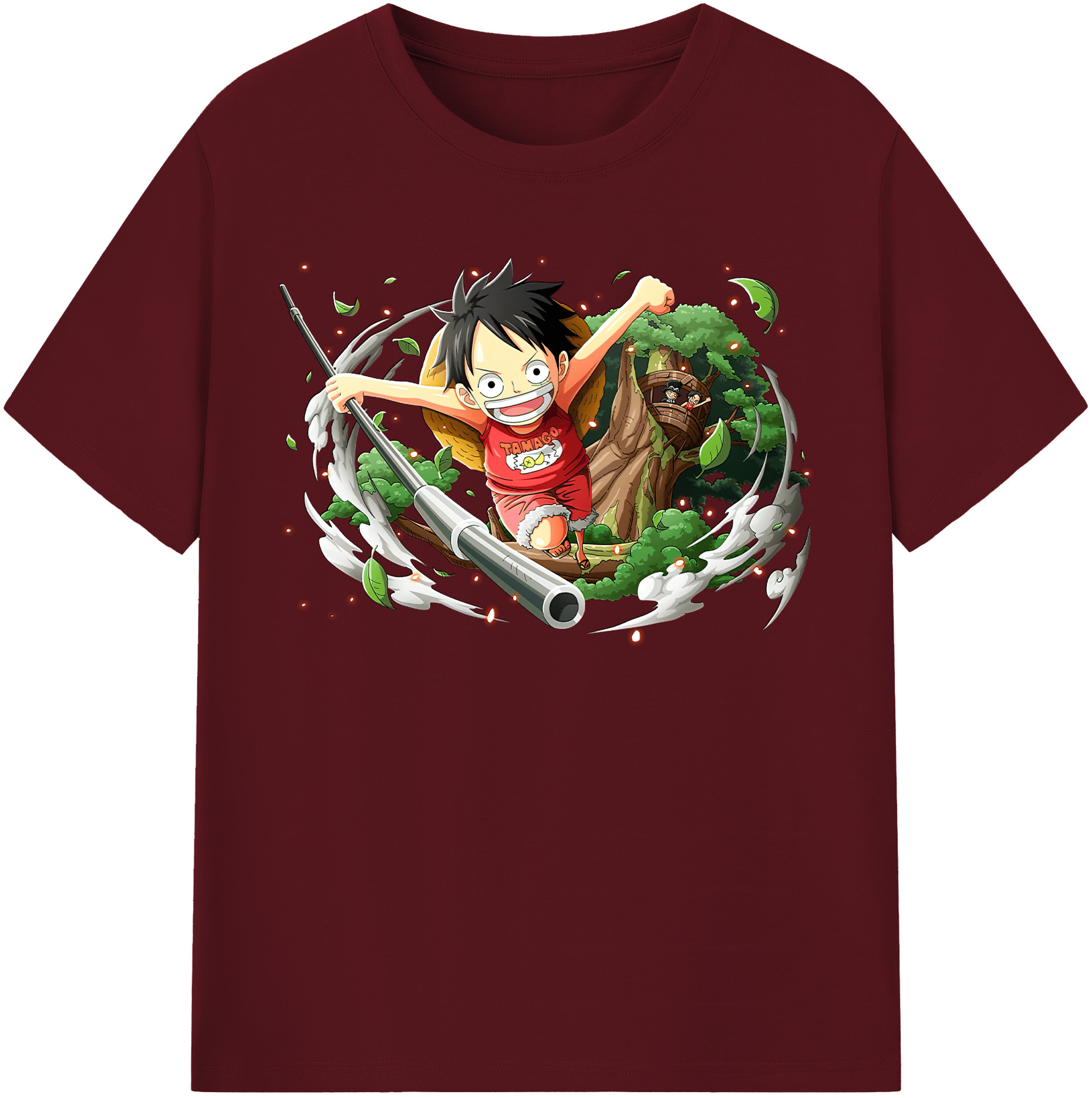 ワンピース モンキー・D・ルフィ ONE PIECE Monkey D. Luffy 綿100％半袖Tシャツ（フロントプリント）
